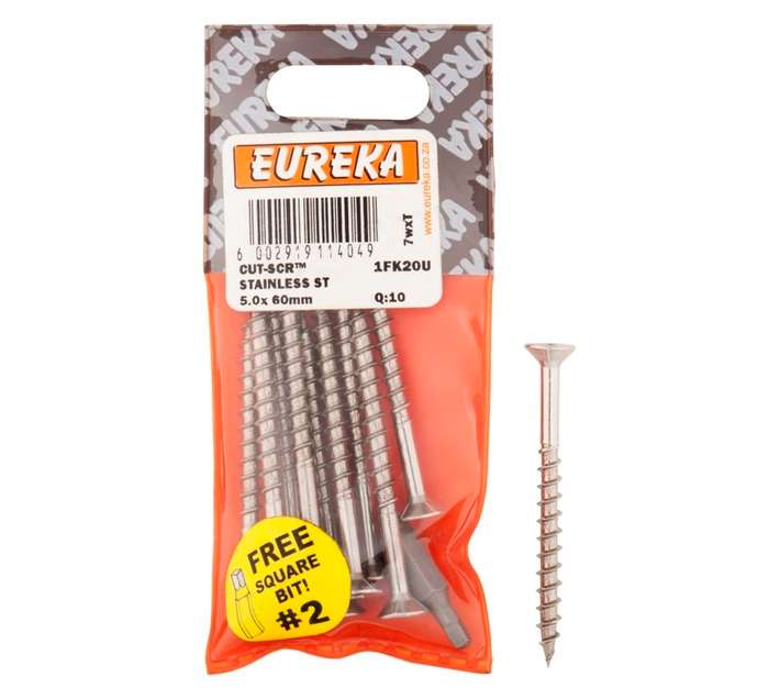 Eureka 1FK20U 5 x 60mm Cut Screw - Grey (10 Pack)