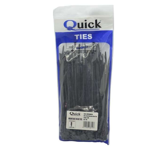 Quick Ties Multiple Design Cable Ties - Black (4.8 x 200mm)