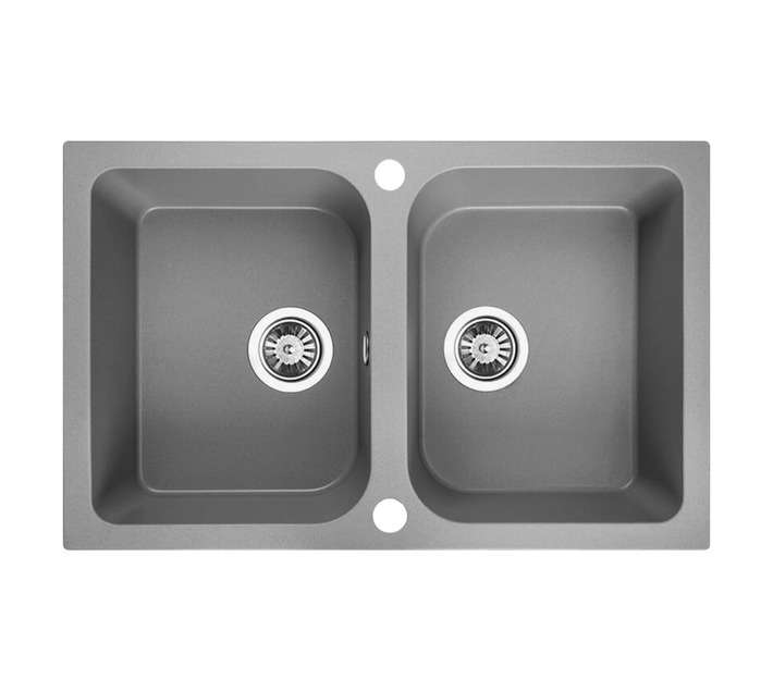 Laveo Celia 2 Bowl Sink - Grey (760 x 480 x 170mm)