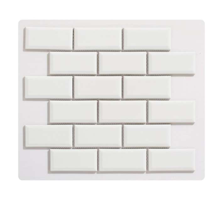 Earthstone 38-3PK-BVBR-WHG Bevelled Glossy Mosaic Tile - White (300 x 300mm)