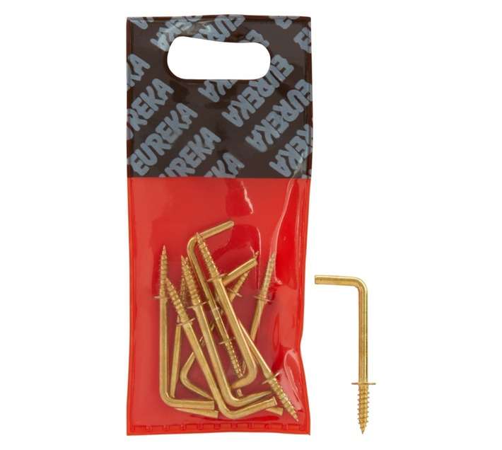 Eureka 10 x Brass Plated Square Cup Hooks (32mm)