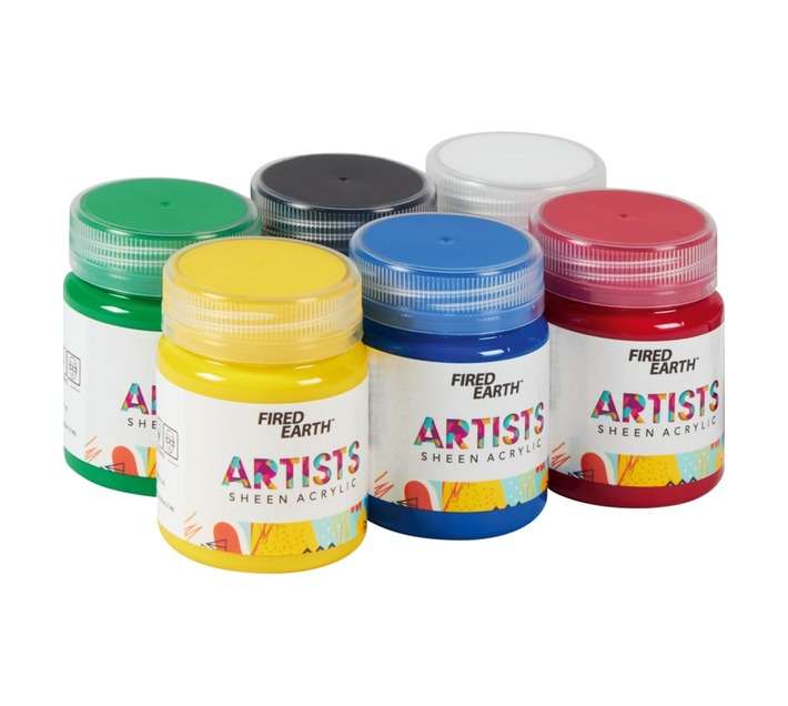 Fired Earth Artists Primary Acrylic Set (6 x 100ml)
