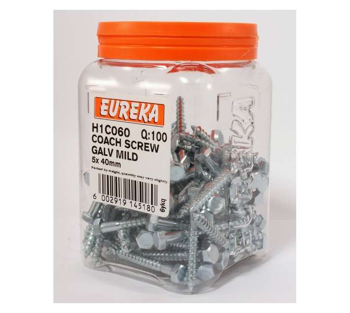 Eureka H1C060 5 x 40mm Coach Screw Galvanised (100 Pack)