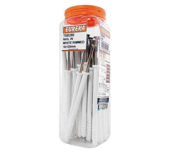 Eureka 8 x 120mm Nail In White Rimmed (Q40)
