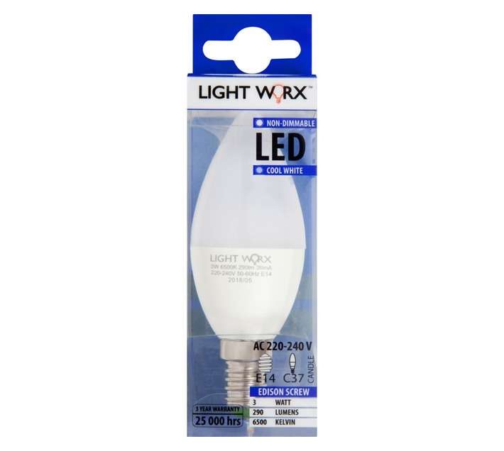 Lightworx LED Candle 3w E14 - Cool White