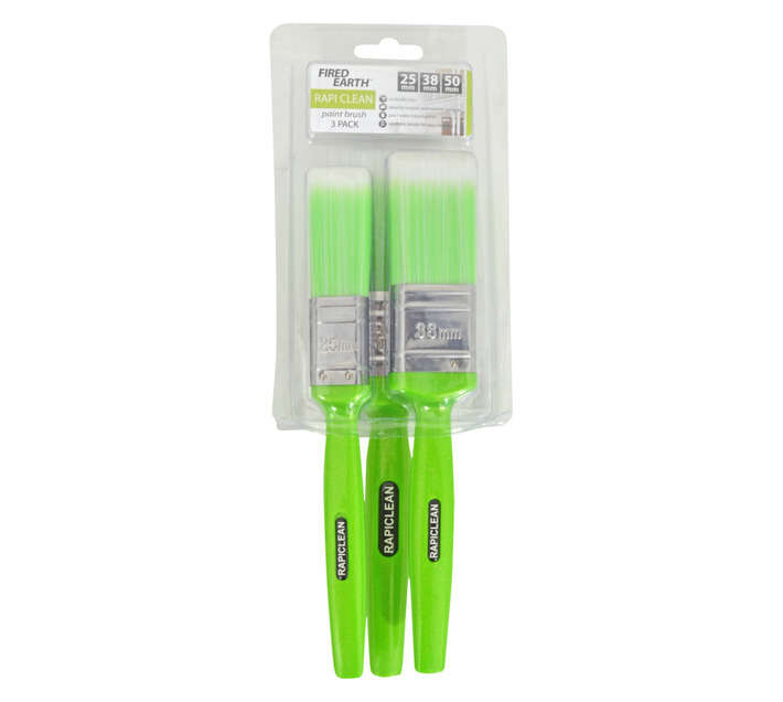 Fired Earth Rapi Clean 3 Piece Paint Brushes - Lime