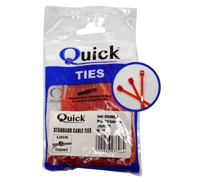Quick Ties Cable Ties - Red (2.5 x 100mm)