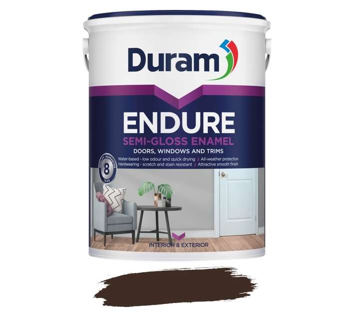 Duram Endure Semi-Gloss Enamel Trim Paint - Dark Brown (5L)