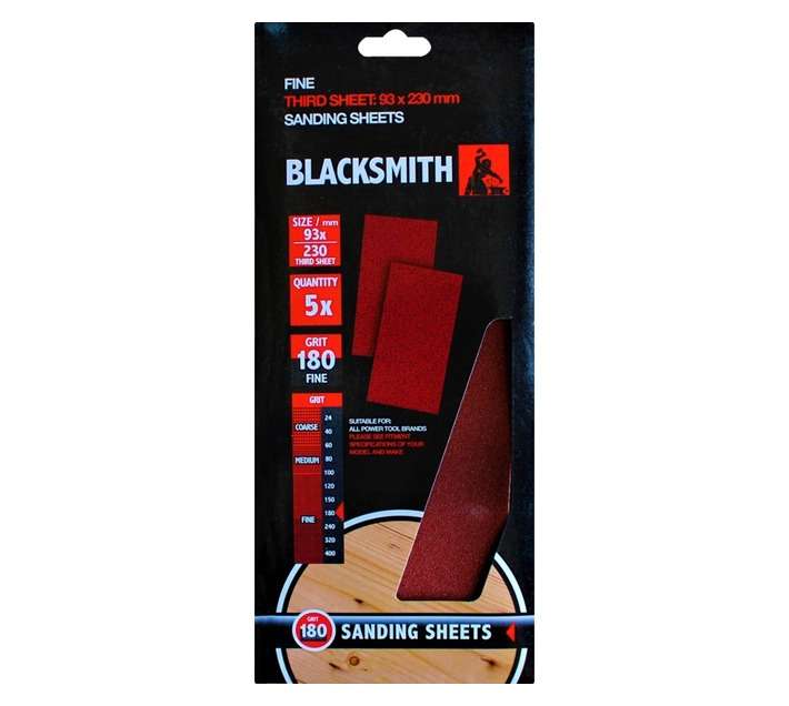 Blacksmith 1/3 Sand Paper Sheet 180 Grit (93 x 230mm)