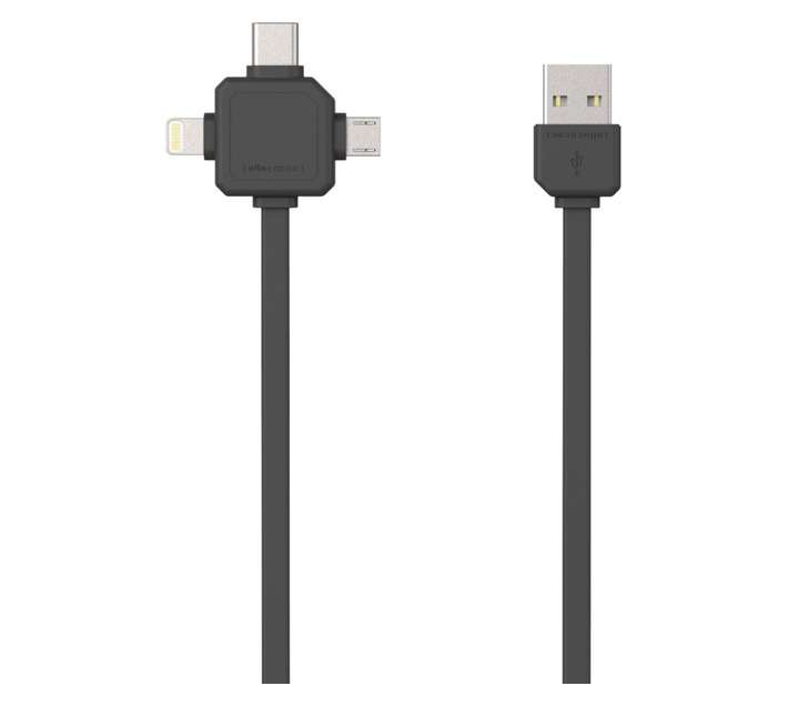Allocacoc 3 In 1 USB Charge Sync Cable - Black (1500mm)