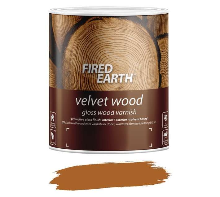 Fired Earth Velvet Wood Gloss Varnish - Oak (1L)