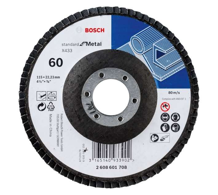 Bosch Standard 60 Grit Metal Flap Disc (115mm)