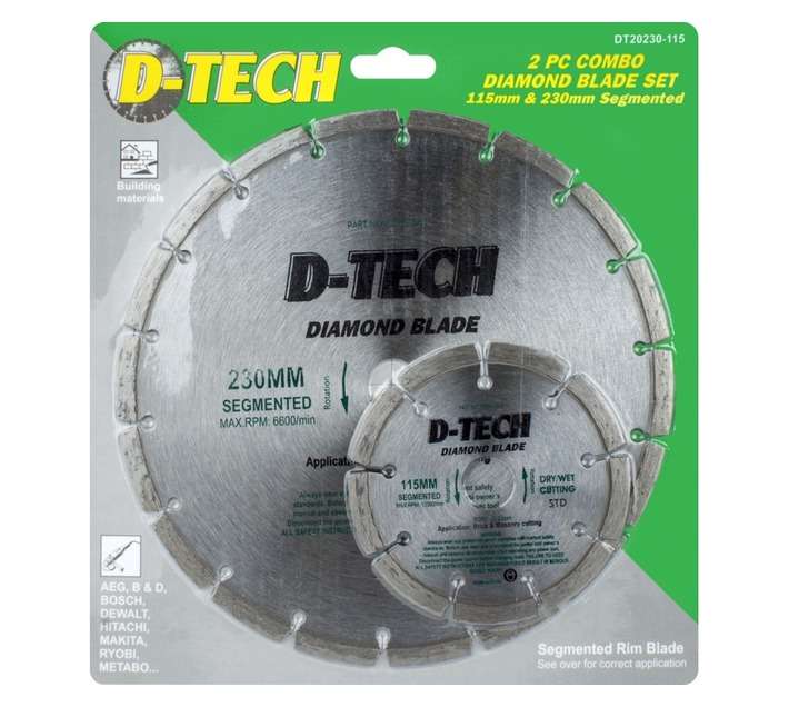 D-Tech 2 Piece Segmented Diamond Blades (230 and 115mm)