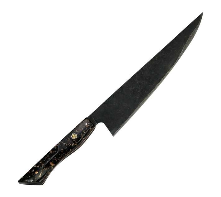 Lifespace 8 Inch Japanese VG10 Cladded Steel Kurouchi Chef Knife with Resin Handle