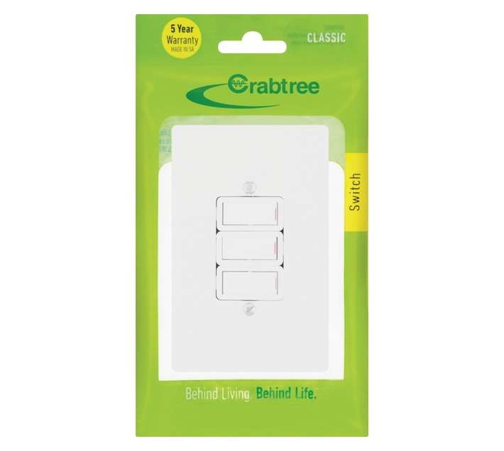 Crabtree 3-Lever 1-Way Complete Switch (4x2)