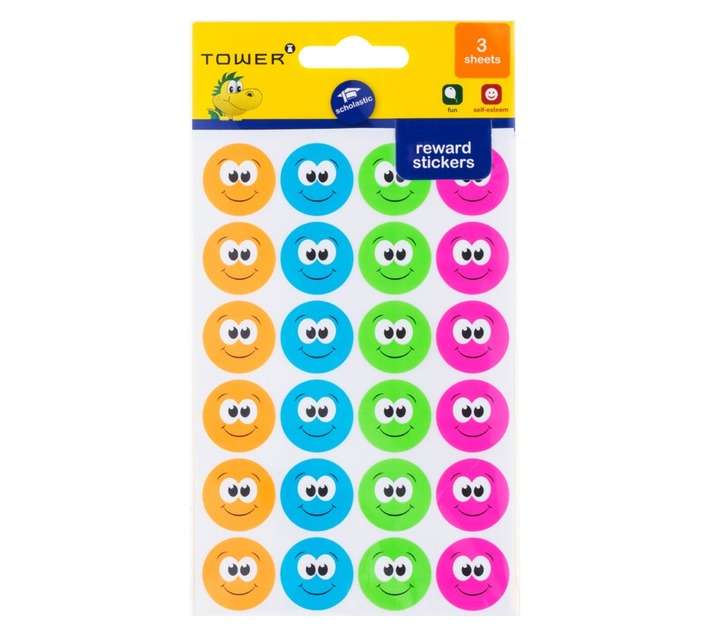 Tower Large Mixed Fluorescent Face Stickers - Assorted