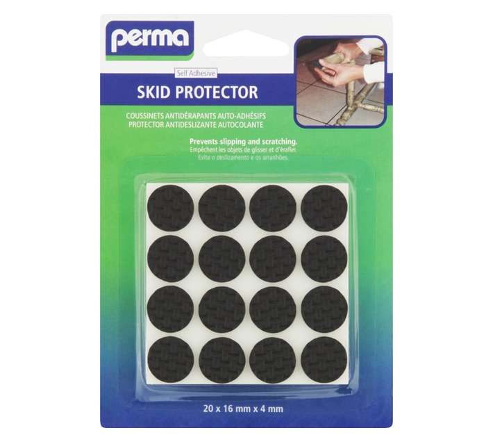 Perma 20 x Self Adhesive Rubber Skid Protector - Black (16 x 16 x 3mm)