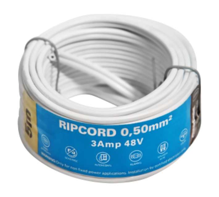 APDRC05WE05 Ripcord 2 Core Cable - White (5000mm)