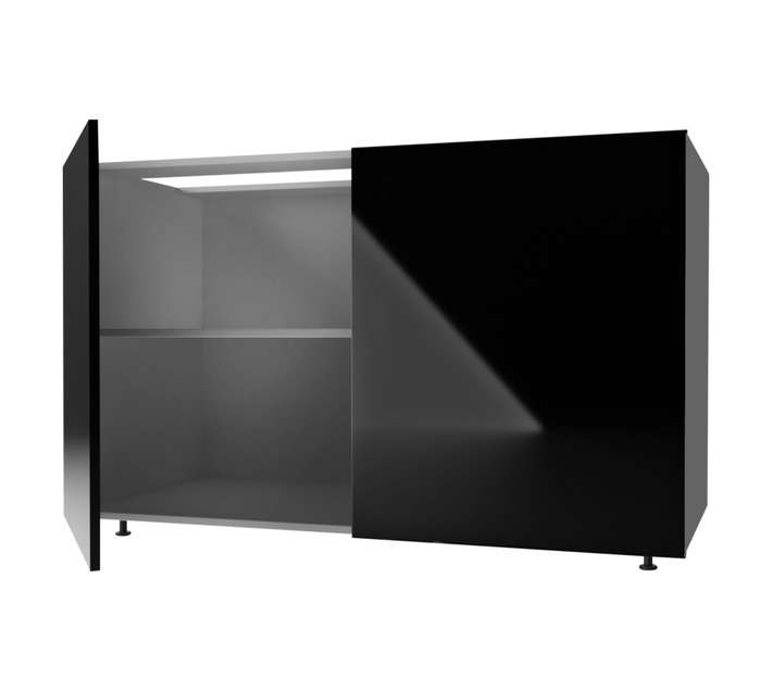 Home and Kitchen Base Unit Gloss Cabinet - Black (1200mm)