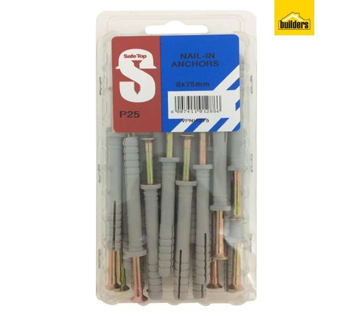 Safe Top 25 x Nail In Anchors (8 x 75mm)