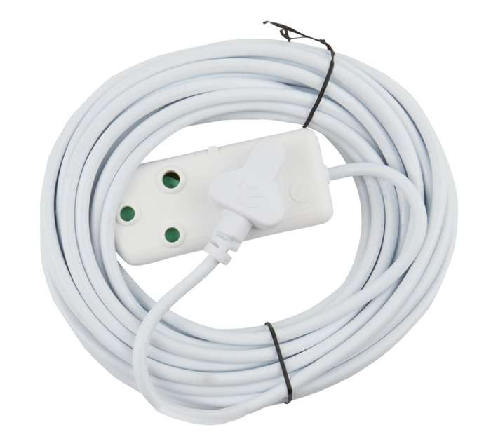 Ellies Electronics Side by Side Extension Lead - White (10m x 1mm)