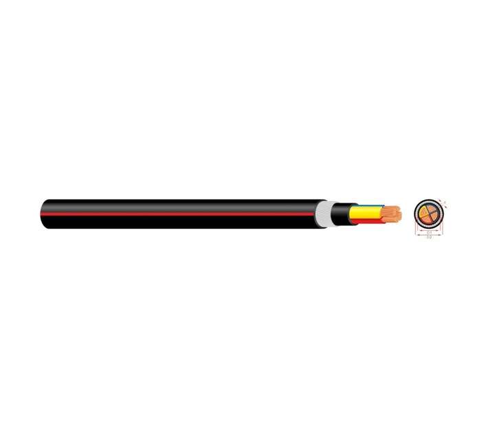 Armoured 4 Core Cable - Black/Red (6mm) (Price Per Meter)