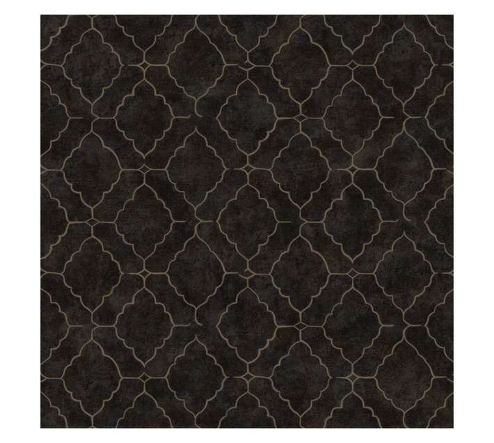 Fired Earth Mordern Damask Wallpaper - Black (10m x 530mm)