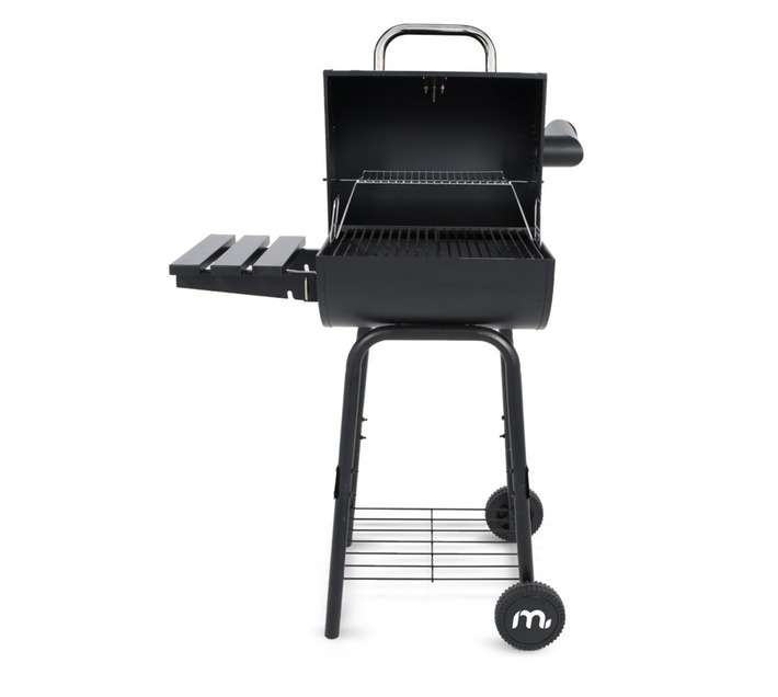 Megamaster FSSB0004 Charlie Grill and Smoker with Chimney - Black (860 x 520 x 1170mm)
