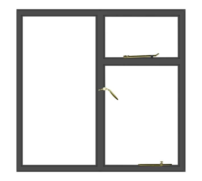 Five Point Steel NC2F Steel Window Frame - Grey Oxide (1022 x 949mm)