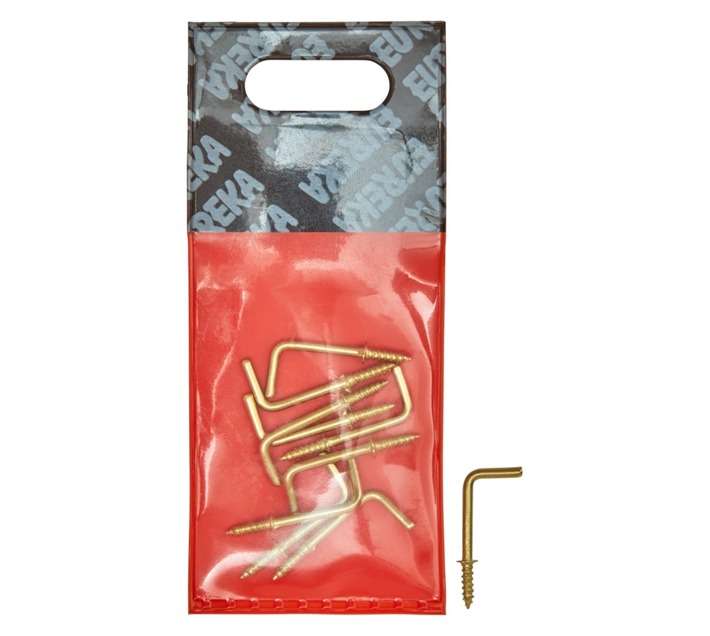 Eureka 10 x Brass Plated Square Cup Hooks (19mm)