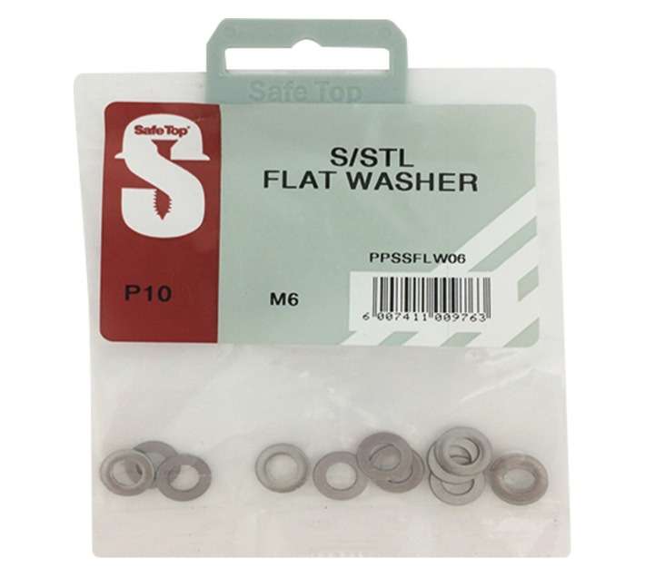 Safe Top PPSSFLW06 10 x M6 Stainless Steel Flat Washers