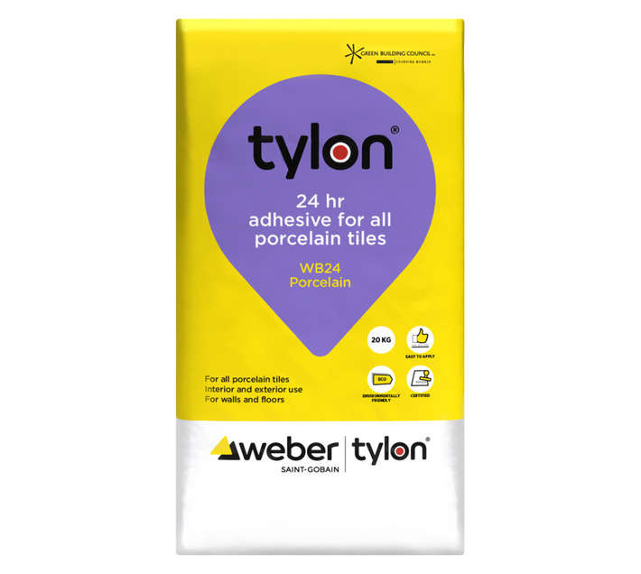 WEBER-TYLON WB24 Porcelain S Tile Adhesive - Grey (20kg)