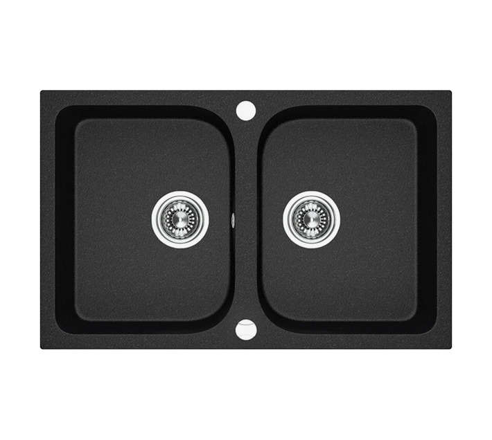 Laveo Celia 2 Bowl Sink - Monochrome Black (760 x 480 x 170mm)