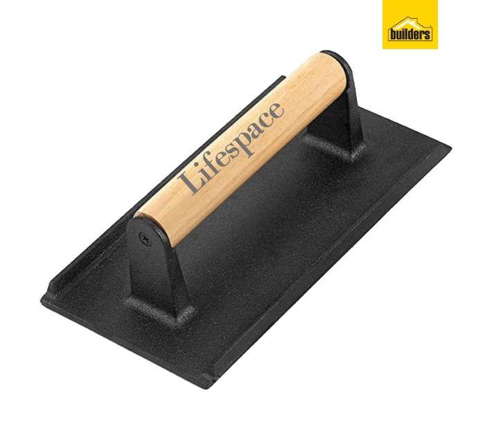Lifespace Cast Iron Meat/Bacon Press - Rectangle - Black (230 x 150 x 80mm)
