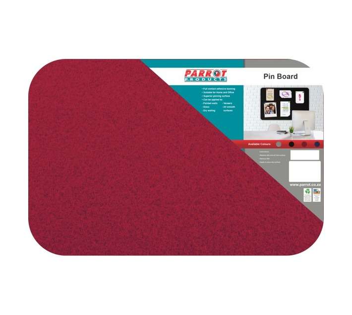 Parrot Products BD0315R Adhesive No Frame Pin Board - Red (450 x 300mm)