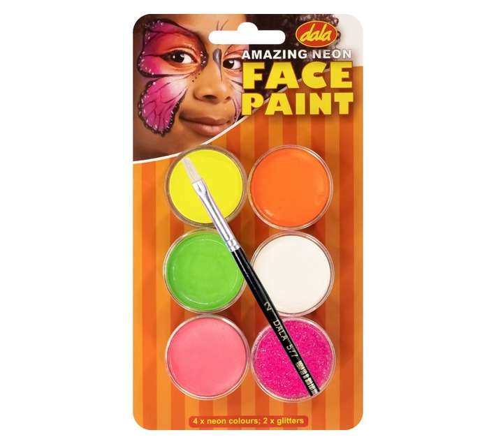 Dala Neon Face Paint with Brush (6 x 10ml)