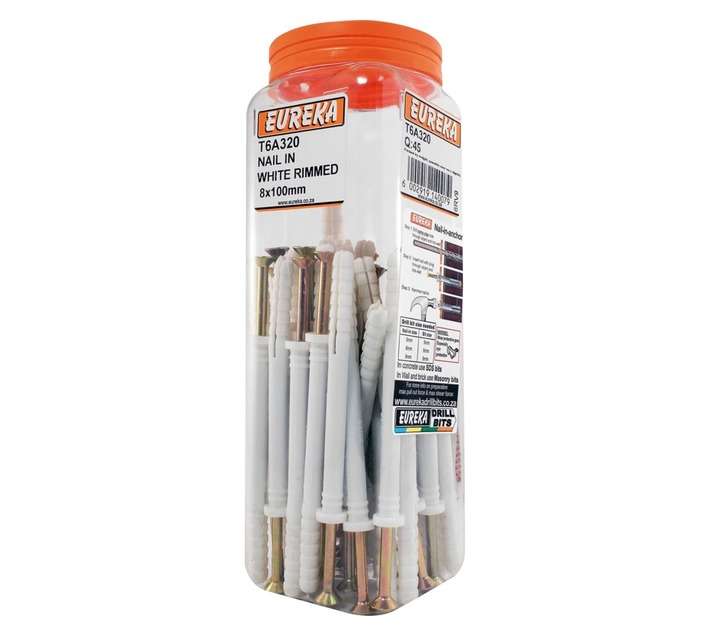 Eureka 8 x 100mm Nail In White Rimmed (Q45)