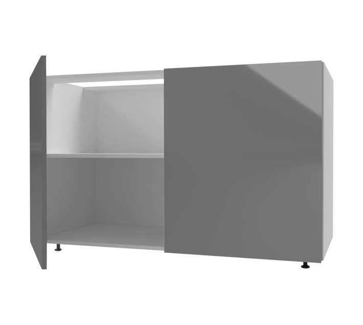 Home and Kitchen Base Unit Gloss Cabinet - Stone Grey (1200mm)