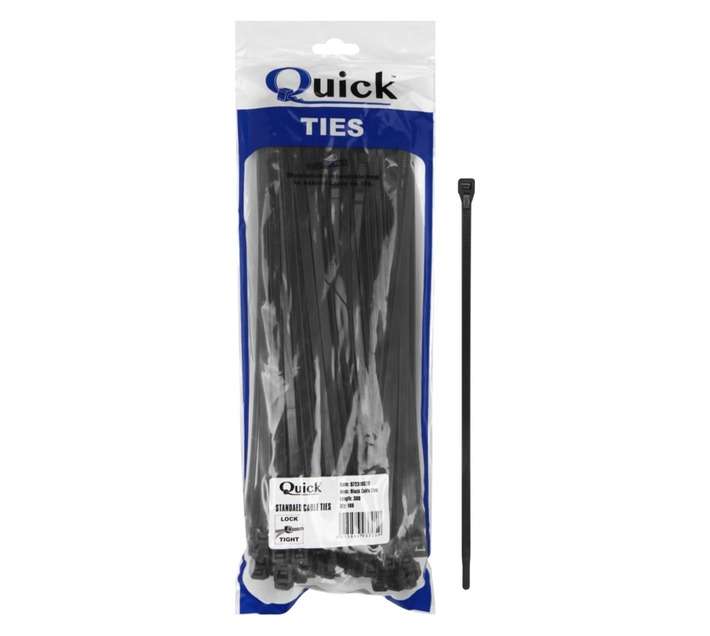 Quick Ties Cable Ties - Black (7.2 x 300mm)