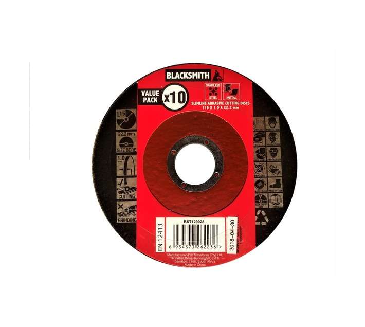 Blacksmith 10 x Metal Cutting Discs (115 x 1.0 x 22.23mm)