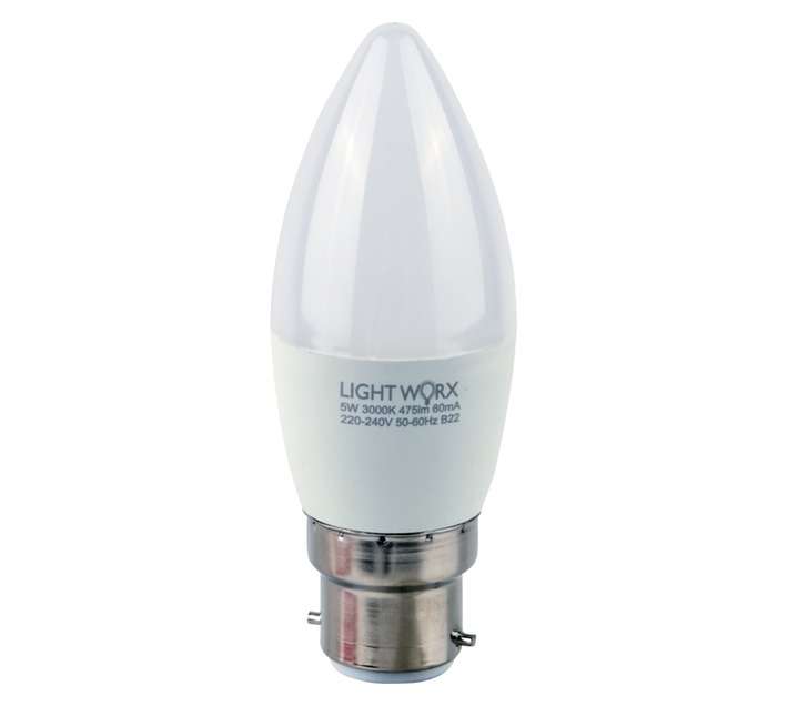 Lightworx LED Candle 5w B22 - Warm White