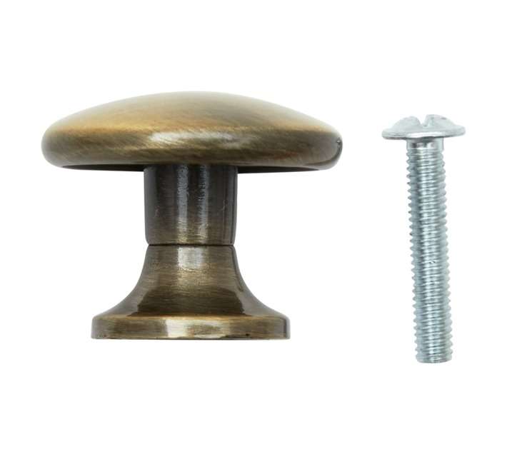 Home and Kitchen Mushroom Knob - Antique Brass (30mm)