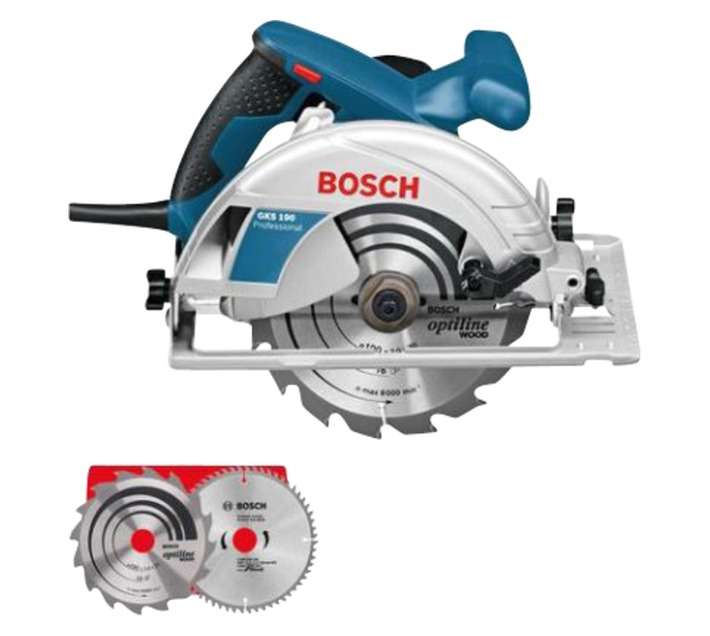Bosch Professional Corded Circular Saw with 2 Extra Blades (1400W) GKS190
