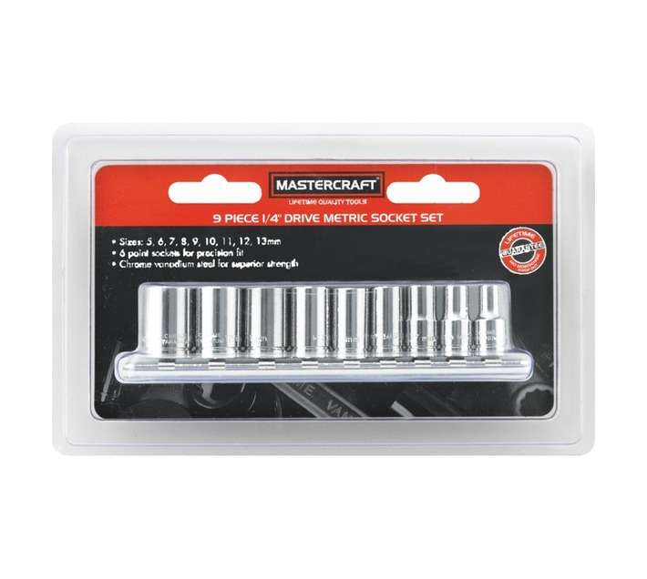 Mastercraft Â¼" Drive Socket Set (9 piece)