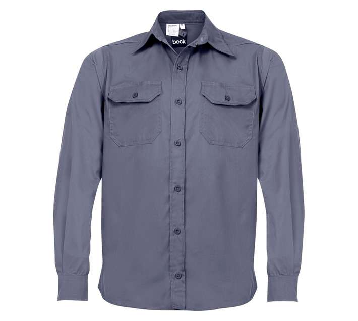 Beck Cotton Long Sleeve Shirt - Grey (2 x Extra L)