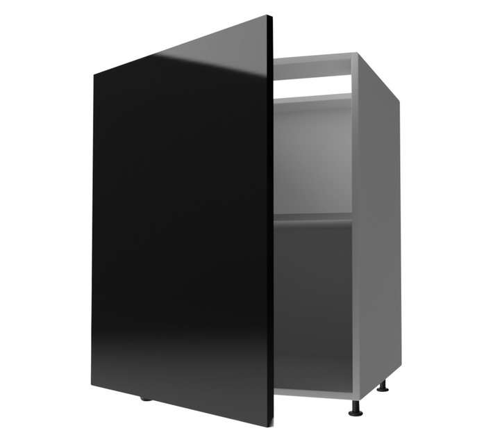 Home and Kitchen Gloss Base Cabinet Unit - Black (600 x 560 x 720mm)