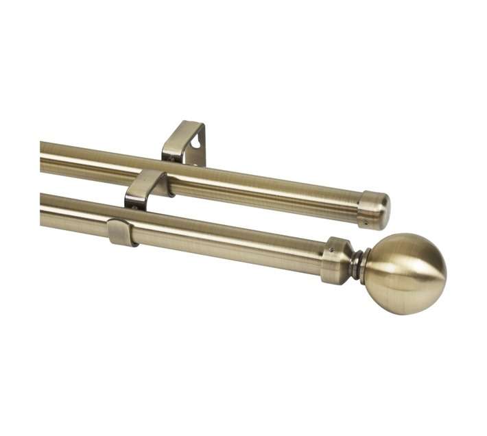 Design House Double Ball Curtain Rail - Brass (2500mm)
