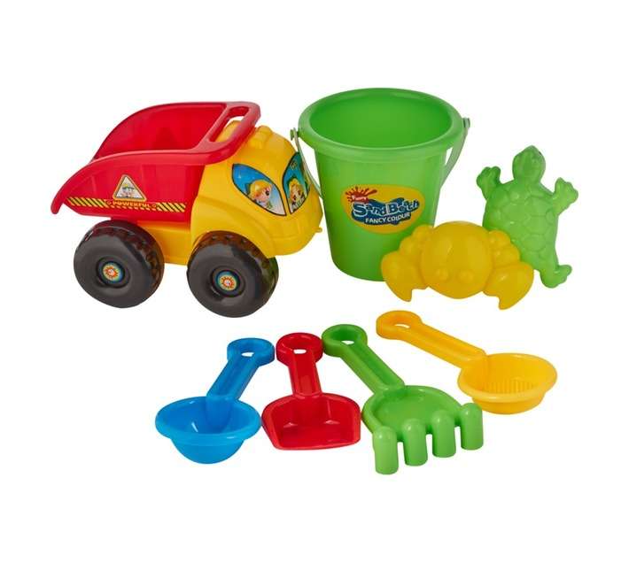 Summer Fun 8 Piece Truck and Bucket Beach Set - Multicoloured (120 x 180 x 210mm)