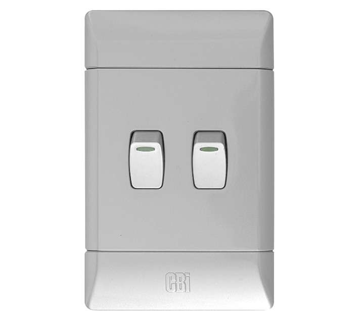 CBI 4x2 Switch 2Lever 1Way - Silver shimmer