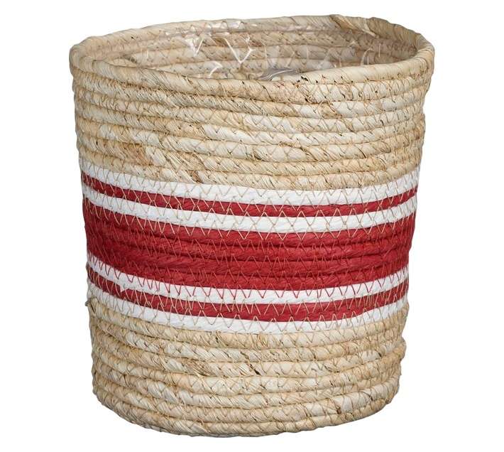 FDB Rachel Planter Basket - Light brown/Red/White (180 x 180mm)